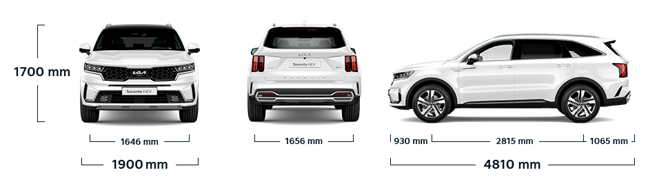 Kia Sorento Hybrid Dimensions all